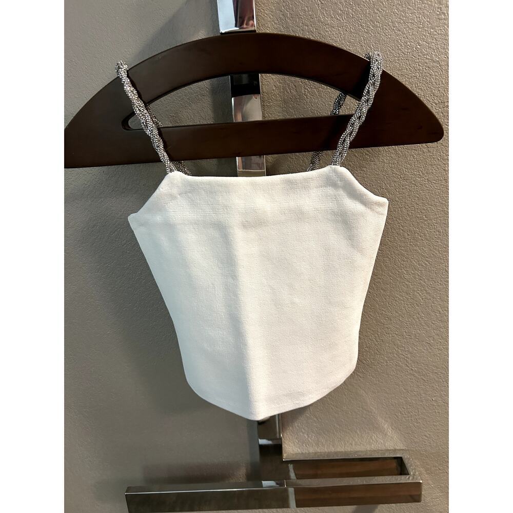 House Of Harlow 1960 Rhinestones Crystals Ivory Tank Top SIze XS